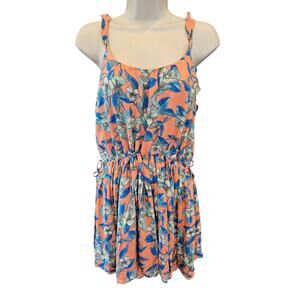 Free people orange dear you boho ruffle drawstring waist sz M mini dress summer